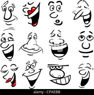 Cartoon Gesichter und Emotionen für Humor oder Comics design Stockfoto