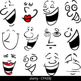 Cartoon Gesichter und Emotionen für Humor oder Comics design Stockfoto