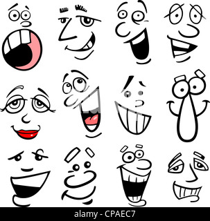 Cartoon Gesichter und Emotionen für Humor oder Comics design Stockfoto