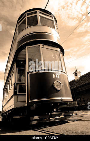 Frühe elektrische Straßenbahn Stockfoto