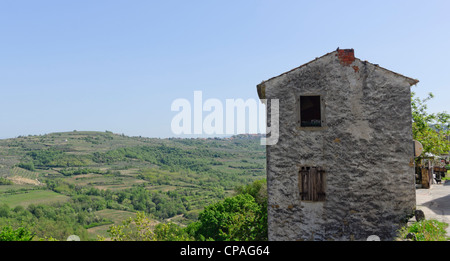 Padna, Slowenien, Dorf mit saisonalen Olivenöl Wein und Bauernhof produzieren Festivals - altes Bauernhaus und Landschaft. Stockfoto