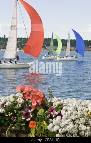 UNS, WA, Whidbey Island, Coupeville. Jährliche Whidbey Island Race Week im Juli 11 Rennklassen hosting. Stockfoto