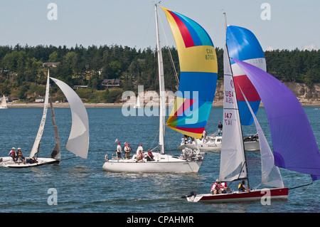 UNS, WA, Whidbey Island, Coupeville. Jährliche Whidbey Island Race Week im Juli 11 Rennklassen hosting. Stockfoto