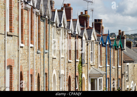 Reihe von Häusern in der Nähe, Albert Platz in Truro UK. Stockfoto