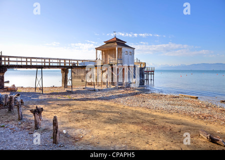 altes Badehaus in Wasserburg, Bayern, am Bodensee, Deutschland Stockfoto