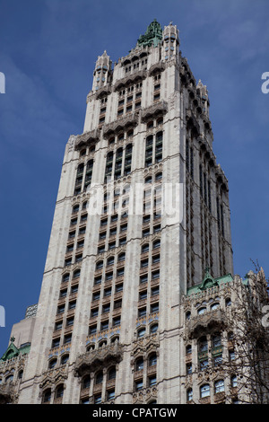 Woolworth Gebäude, entworfen von Cass Gilbert, 233 Broadway in Lower Manhattan, New York City Stockfoto