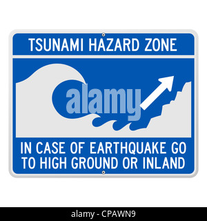 Tsunami-Warnschild Stockfoto