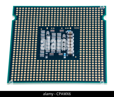 Innerhalb der Computer CPU-Chip isoliert gegen weiß Stockfoto