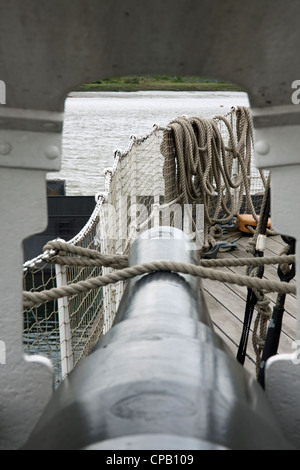 Lafette auf Gannet HMS Chatham Stockfoto