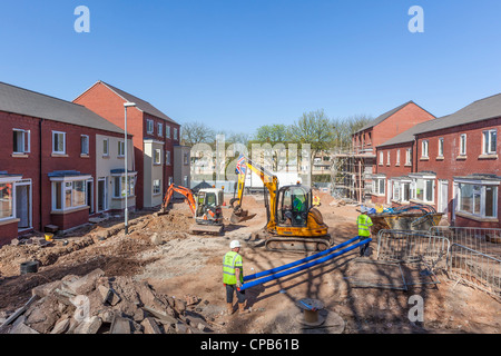 Bau einer Neubausiedlung in Birmingham, England. Stockfoto