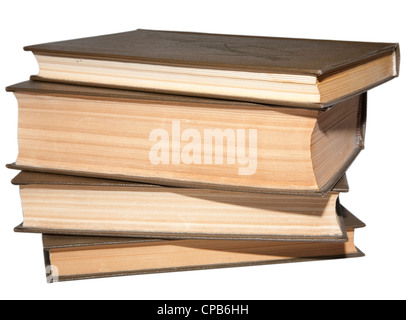 Stapeln von alten Buch isoliert auf weißem Hintergrund Stockfoto