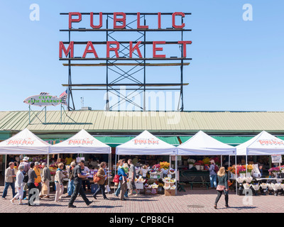 Pike Place Flower Market Zelte Seattle Stockfoto