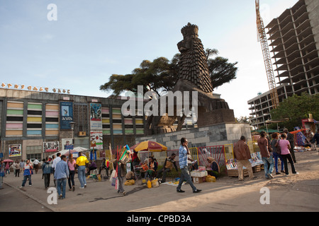 Löwe von Juda Statue - Zentrum von Addis Abeba, Äthiopien. Stockfoto