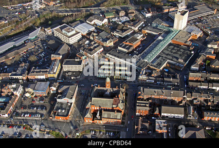 Luftaufnahme von Hyde Stadtzentrum Cheshire Stockfoto