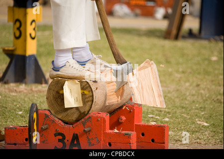 Woodcutting Wettbewerb in Aktion Stockfoto