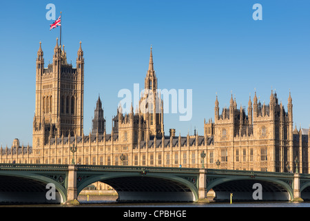 Der Victoria Tower und House Of Lords, London. VEREINIGTES KÖNIGREICH. Stockfoto