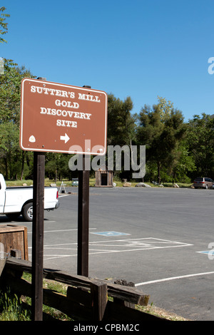 Sutter's Mill Gold Fundort zeichen State Historic Park Sutter's Mill Stockfoto