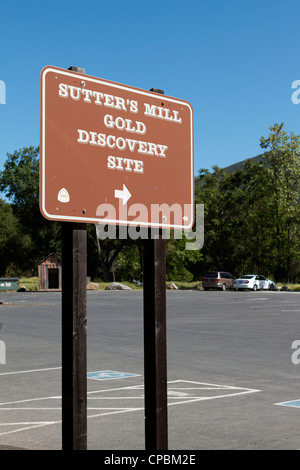 Sutter's Mill Gold Fundort zeichen State Historic Park Sutter's Mill Stockfoto