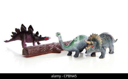 Kunststoff Dinosaurier Spielzeug isoliert auf weißem Hintergrund Stockfoto