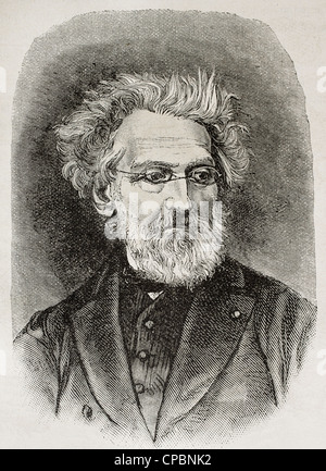 Leon Cogniet alte gravierte Portrait, französischer Maler und Grafiker (1794-1880) Stockfoto