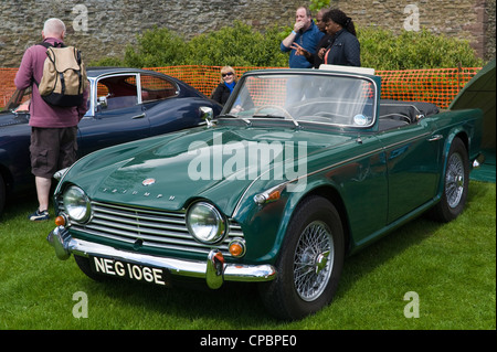 Grüner Triumph Cabrio-Sportwagen auf der Märsche Transport Festival Ausstellung von Oldtimer und klassische Autos auf der Messe in Ludlow Food Frühlingsfest Stockfoto