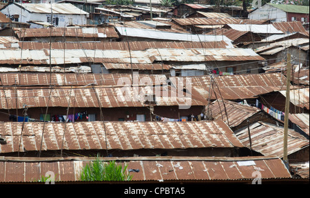 Laken-Metall-Dächer in Kibera Slum, Nairobi, Kenia. Stockfoto