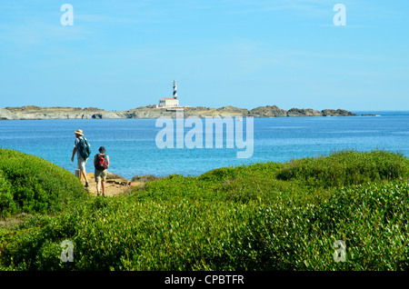 Vorbeiströmten in Richtung zum Leuchtturm am Favàritx auf Menorca auf den Balearen, Spanien Stockfoto