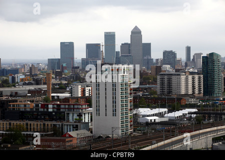 BLICK VOM OLYMPIAPARK UND STADION IN STRATFORD LONDON 2012 Stockfoto