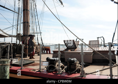 Horizontale Ansicht der Kapitän am Mast der HMS Bounty Stockfoto