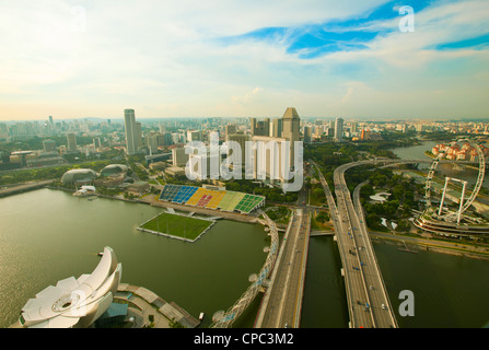 Singapur-Fluss-Blick vom Dach Marina Bay Hotel Stockfoto