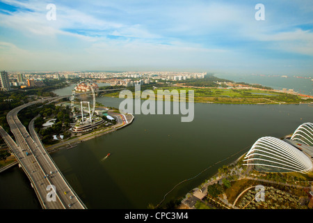 Singapur-Fluss-Blick vom Dach Marina Bay Hotel Stockfoto