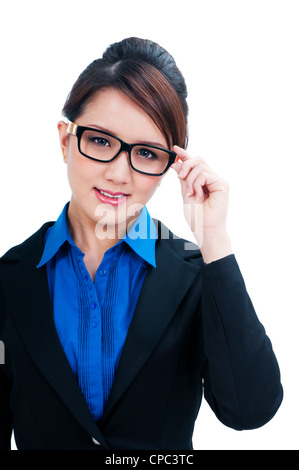 Schöne junge Geschäftsfrau lächelnd Stockfoto