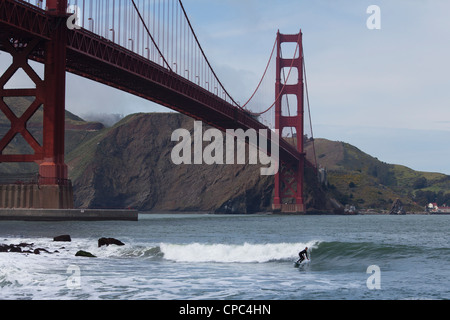 Surfer am Fort Point, San Francisco Stockfoto