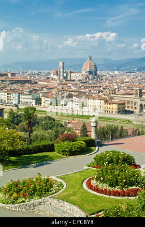 Skyline von Florenz, Dom von Piazzale Michelangelo Firenze Toskana Italien Europa Stockfoto