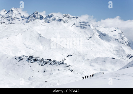 Skitouren im Nationalpark Gran Paradiso Stockfoto