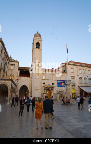 Luza-Platz in der Abenddämmerung Grad Stadt Dubrovnik Altstadt Dalmatien Kroatien Europa Stockfoto