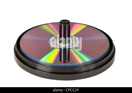 DVDs auf einem weißen Hintergrund Stockfoto