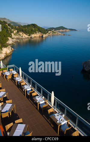 Hotel Bellevue-Restaurant-Terrasse von der Adria Dubrovnik Stadt Dalmatien Kroatien Europa Stockfoto