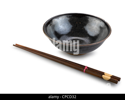 Traditionelle Geschirr Asiens, Stäbchen und Schüssel Stockfoto