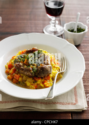 Teller mit Rindfleisch in curry Stockfoto