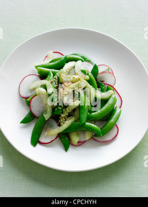 Rettich und Schnee Erbsen Salatteller Stockfoto
