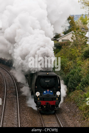 Der Dampf-Lokomotive "The Great Britain" dämpfen durch Plymouth, Devon, England Stockfoto