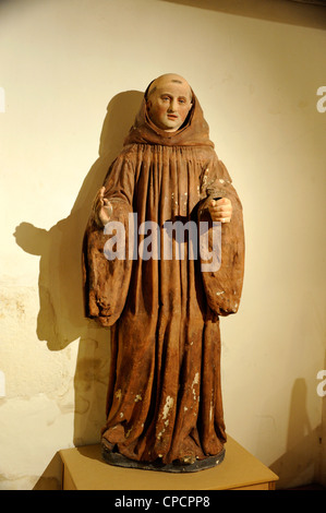 Saint Benoit Statue am Standort Altarfront de Saint-Maurice, Zisterzienser-Abtei, 1177, Clohars-Carnoet, Finistere, Bretagne, Bretagne, Frankreich Stockfoto