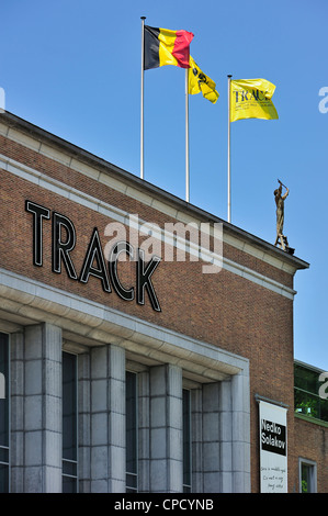 TRACK-Logo auf das Stadt-Museum für zeitgenössische Kunst / SMAK während der 2012 temporäre Ausstellung moderner Kunst in Gent, Belgien Stockfoto