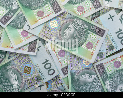 Hintergrund der polnischen hundert Złoty-Banknoten Stockfoto