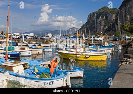 Angelboote/Fischerboote im Hafen von Marina Grande, Insel Capri, Neapel, Kampanien, Italien, Europa Stockfoto