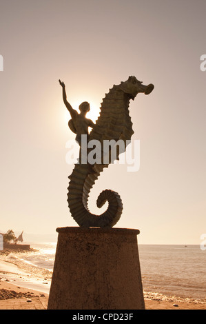 Die Seepferdchen-Skulptur auf dem Malecon, Puerto Vallarta, Jalisco, Mexiko, Nordamerika Stockfoto