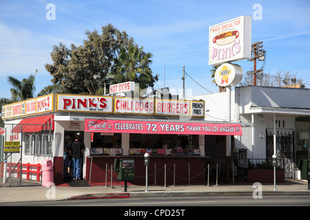 Rosa Hot Dogs, ein LA Institution, La Brea Boulevard, Hollywood, Los Angeles, Kalifornien, USA Stockfoto