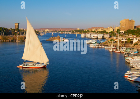 Feluken am Fluss Nil, Assuan, Ägypten, Nordafrika, Afrika Stockfoto