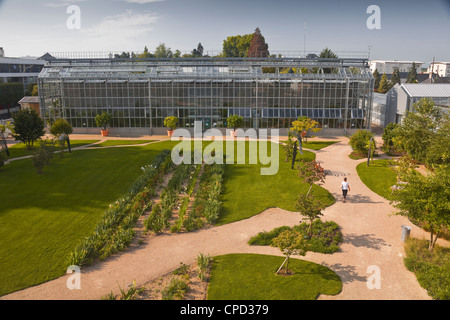 Das große Gewächshaus im Jardins Botanique (botanische Gärten), Tours, Indre et Loire, Centre, Frankreich, Europa Stockfoto
